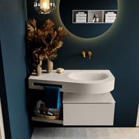 MONDIAZ RIVA 100cm badmeubel onderkast / planchet kleur Linen met 1 lade. Wastafel DULCET rechts 0 kraangaten kleur Linen. - thumbnail