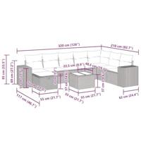 9-delige Loungeset met kussens poly rattan bruin - thumbnail
