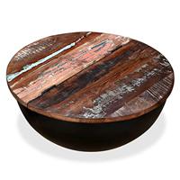 Salontafel komvormig massief gerecycled hout zwart - thumbnail