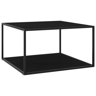 VidaXL Salontafel met zwart glas 90x90x50 cm zwart VidaXL Salontafel met zwart glas 90x90x50 cm zwart