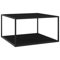 VidaXL Salontafel met zwart glas 90x90x50 cm zwart - thumbnail