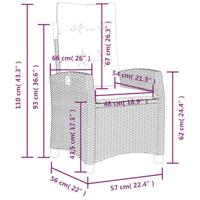 5-delige Tuinset met kussens poly rattan grijs - thumbnail