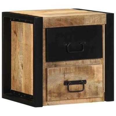 Nachtkastjes 2 st 40x35x40 cm massief ruw hout mango