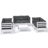 7-delige Loungeset met kussens massief grenenhout - thumbnail