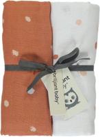 Briljant Baby Sunny hydrofiele luier - set van 2 120x120 cm stip terra/wit - thumbnail