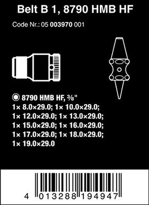 Wera Belt B 1 Zyklop Doppen set, met vasthoudfunctie, met 3/8" -aandrijving, 10-delig - 1 stuk(s) - 05003970001 - thumbnail