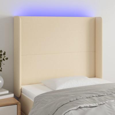 Hoofdbord LED 83x16x78/88 cm stof crèmekleurig - thumbnail