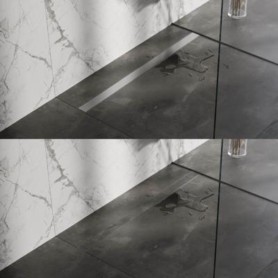 Brauer Douchegoot - 120x7x6.7cm - ondiepe vloerflens - zijuitloop - tegelinlegrooster omkeerbaar - RVS DR-MRF120NG