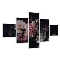 Schilderij - Vintage bloemen II, 5luik, premium print - thumbnail