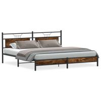 Bedframe zonder matras metaal gerookt eikenkleurig 193x203 cm - thumbnail