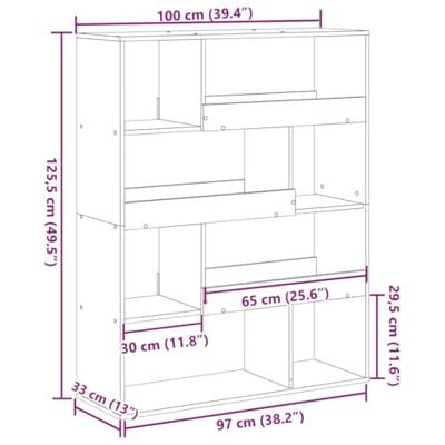 Boekenkast 100x33x125,5 cm bewerkt hout grijs sonoma eikenkleur