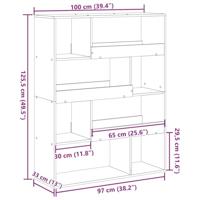 Boekenkast 100x33x125,5 cm bewerkt hout grijs sonoma eikenkleur - thumbnail