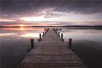 Glasschilderij Steiger bij zonsondergang - thumbnail