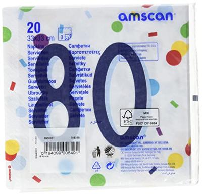 Feestservetten 80 Jaar Confetti (20st)