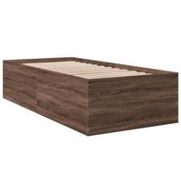 Bedframe bewerkt hout bruin eikenkleur 75x190 cm - thumbnail