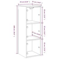 Wandkast met glazen deuren 35x37x100 cm gerookt eikenkleurig - thumbnail