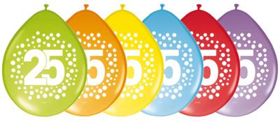 Folat ballonnen rainbow dots 25 jaar 30 cm 8 stuks | 24 stuks
