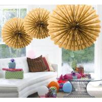 Honeycomb waaier 45cm goudkleurig - thumbnail