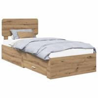 Bedframe met hoofdeinde Artisan Eiken 90 x 190 cm Bewerkt hout - thumbnail