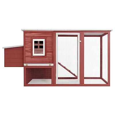 Kippenhok met nachthok hout rood