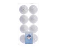 Bal foam glitter d4 cm wit/zilver 8st Kerst Decoris - Decoris - thumbnail