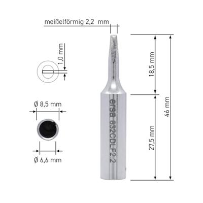 Ersa 0832CDLF Soldeerpunt Beitelvorm, recht Grootte soldeerpunt 2.2 mm Inhoud: 1 stuk(s)
