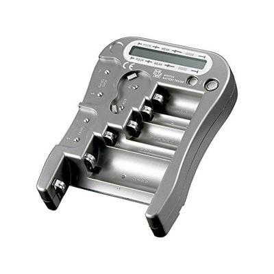 Goobay 78325 Batterijtester voor alle batterijen en accu's, batterijtester voor AAA/AA/C / 9V / D/N & 1,5 V knoopcel, batterijtestapparaat, lcd-display, grijs