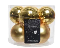 Decoris kerstballen Glas 8st licht goud 7cm - thumbnail