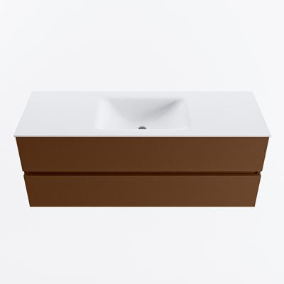 MONDIAZ VICA 130cm badmeubel onderkast Rust 2 lades. Wastafel CLOUD midden zonder kraangat, kleur Talc.