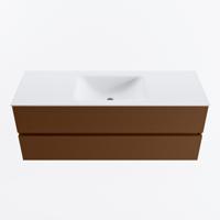 MONDIAZ VICA 130cm badmeubel onderkast Rust 2 lades. Wastafel CLOUD midden zonder kraangat, kleur Talc. - thumbnail