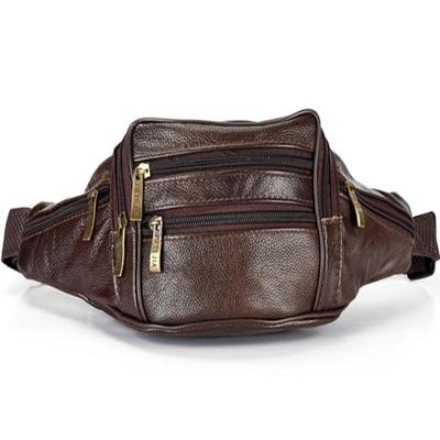 Mode mannen lederen taille tassen reizen noodzaak organisator mobiele telefoon tas (donker bruin)