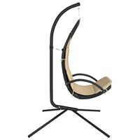 Schommelstoel met kussen Oxford-stof en staal crèmekleurig - thumbnail