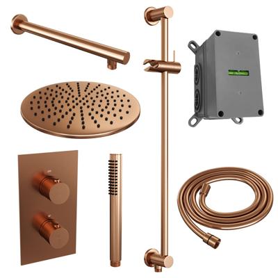 Inbouw Regendouche Set Brauer Copper Edition Wanduitloop Ronde Hoofddouche 30 cm Met Glijstang Koper Brauer
