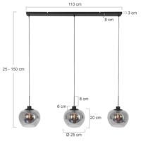 Steinhauer Eetkamer hanglampLotus Ø 25cm - Rookglas - 1898ZW - thumbnail