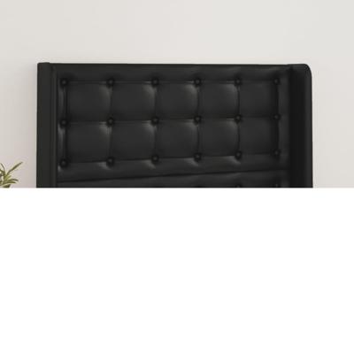 Hoofdbord met randen 103x16x118/128 cm kunstleer zwart - thumbnail
