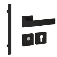 Hardbrass Voordeurset vierkant 3-delig met greep Miami SKG3 met kerntrekbeveiliging - zwart - thumbnail