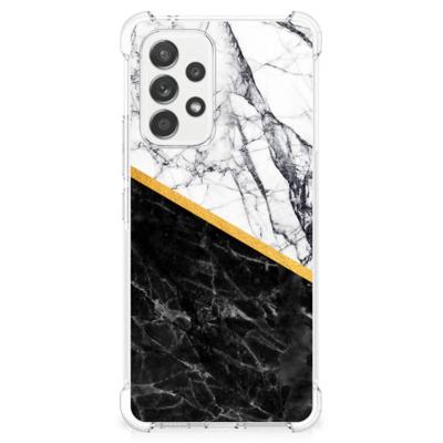 Samsung Galaxy A53 5G Anti-Shock Hoesje Marmer Wit Zwart - Origineel Cadeau Man Samsung Galaxy A53 5G Anti-Shock Hoesje Marmer Wit Zwart - Origineel Cadeau Man