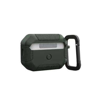 URBAN ARMOR GEAR Scout Case voor Apple AirPods Pro 2022 hoes [compatibel met draadloos opladen/status led zichtbaar, gestructureerde TPU, afneembare karabijnhaak] olijf