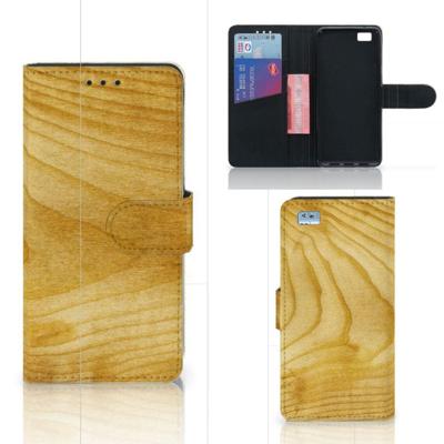 Huawei Ascend P8 Lite | Book Style Case | Licht Hout | Portemonnee hoesje