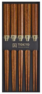 Eetstokjes Set - Tokyo Design Studio - Donker Hout - 5 paar Eetstokjes Set - Tokyo Design Studio - Donker Hout - 5 paar