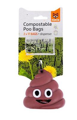 Fofos poepzakhouder drol met 34 poepzakjes