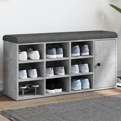 Schoenenbank 102x32x50 cm bewerkt hout betongrijs