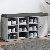 Schoenenbank 102x32x50 cm bewerkt hout betongrijs - thumbnail