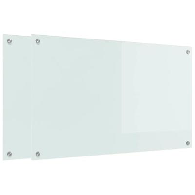 VidaXL Keuken achterwand 2 pcs wit 100 x 60 cm gehard glas