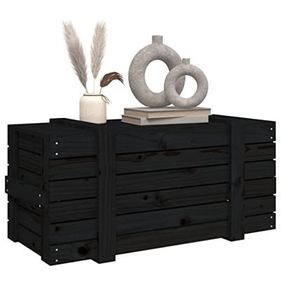 Opbergbox 91x40,5x42 cm massief grenenhout zwart Opbergbox 91x40,5x42 cm massief grenenhout zwart