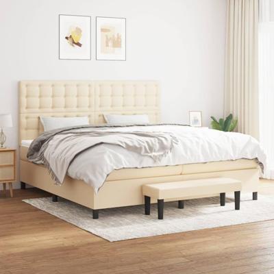 Boxspring met matras stof crèmekleurig 200x200 cm