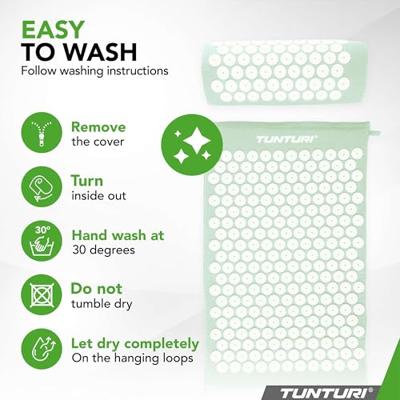 Tunturi Spijkermat met kussen - Acupressuur - Meditatie Mat - Acupunctuur Set - 68x42x2 cm - Mint