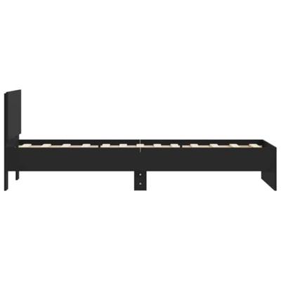 Bedframe met hoofdbord bewerkt hout zwart 75x190 cm
