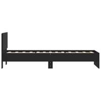 Bedframe met hoofdbord bewerkt hout zwart 75x190 cm - thumbnail