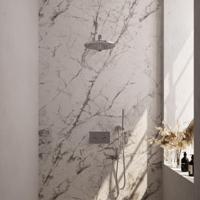 Brauer Chrome Carving Thermostatische Regendoucheset Inbouw - Hoofddouche 30 cm - Rechte Wandarm - Met Drukknoppen - Handdouche Staaf - Doucheslang - Wandaansluitbocht - Chroom - thumbnail